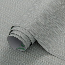 Cozydeco 24"x394" Misty Blue Grasscloth Wallpaper Peel and Stick Faux Linen Textured Upgraded Thick Self-Adhesive Waterproof Neutral Contact Paper Seamless Vinyl Embossed Wallpaper