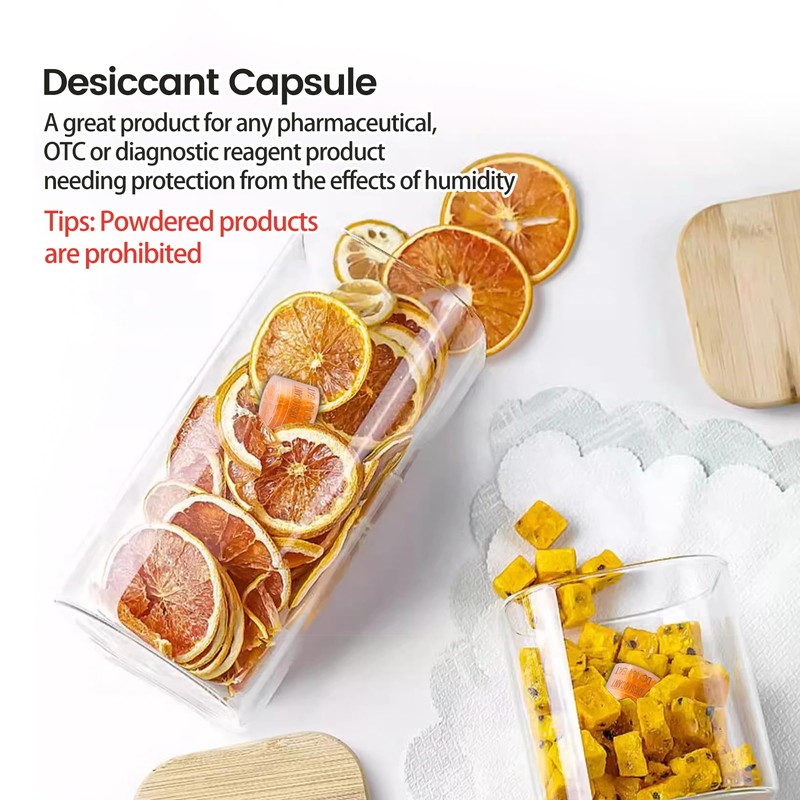 100pcs 2 Gram Food Safe Desiccant Canisters, Indicating [Orange to