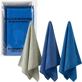 muno+ Toallas de Microfibra para Gym 65×39 cm – Set 3 Piezas Negras – Secado rápido, Ligeras y compactas – Ideales para Gimnasio, Entrenamiento y Deporte – Toallas Deportivas (Azul y Gris)
