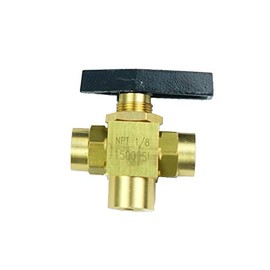 HongBoW Brass Instrument 3 Way Ball Valve L Port Panel Mounted (1/8" NPT)