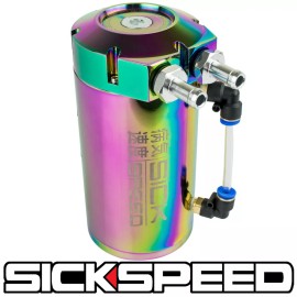 SICKSPEED NEO CHROME OIL CATCH CAN NON VENTED BAFFLED ENGINE RESERVOIR TANK  P2