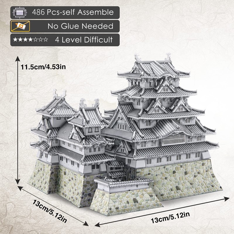 Piececool 3D Metal Puzzles for Adults, Himeji Castle - Japanese