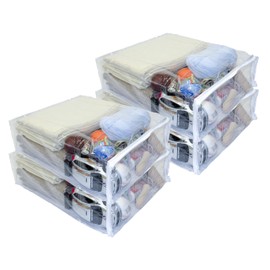 4-Pack Heavy Duty Vinyl Zippered Closet Storage Bags (Clear) for Sweaters, Blankets, Comforters, Bedding Sets and Much More! (15" x 18" x 5") 5.8 Gallon