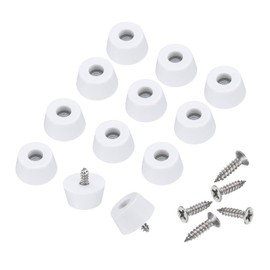 Uxcell 24pcs Round White Synthetic Rubber Non-Slip Feet for Cutting Board, Barbecue Cheese Plate (0.5" H x 1" D)