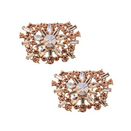 Douqu A Pair Vintage Style Bling Rhinestone Crystal Wedding Bridal Trapezoid Shoe Clips Jewelry (Gold)