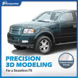 KarSpareHub Headlights for 2004-2008 Ford F150 Pickup/2006-2008 Mark LT, Headlamp Replacement for 2004-2008 Headlights Chrome Housing Amber Reflector