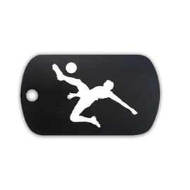 RDW Mens Soccer Aluminum Keychain GI Dog Tag european football bicycle kick boy - Black