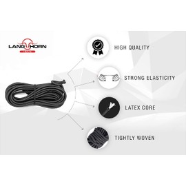 Langhorn black elastic bungee cord, 10 meter 32 feet 5/32” (4mm) 100% stretch and shock absorbent rope for camping, kayak deck, crafting (Black, 5/32”)