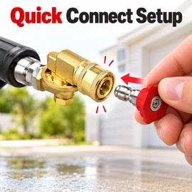 Pressure Washer Accessory Set with Pivoting Couplers & 5 Spray Nozzle Tips – 1/4-Inch Quick Connect Adapter Kit for Cleaning