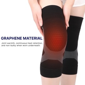 XRUFY Graphene Knee Support Sleeves, High-Elasticity Thermal Compression, Anti-Slip Design for Running and Fitness, Black/Gray, 1 Pair (X-Large)