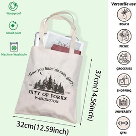 City of Forks Twi-light Merch Edward's Girl Gift Forks Washington Gift Vampire Lover Tote Bag Forks Washington Gift, White