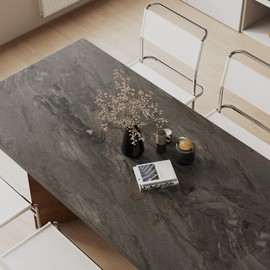 VaryPaper 15.7" x 315" Dark Smoky Brown Marble Contact Paper for Countertops Waterproof Matte Marble Wallpaper Peel and Stick Table Top Granite Vinyl Wrap for Cabinets Counter Removable Wall Paper