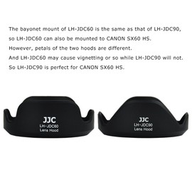 JJC LH-JDC90 compatible Canon LH-DC90 Lens Hood for Canon PowerShot SX60 HS,Black