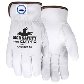 MCR Safety 3611DTL Cut Pro Goatskin Leather Glove, Dyneema Diamond Lined, Sewn with Kevlar, Keystone Thumb Pattern, Large