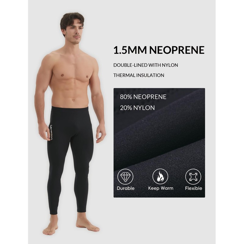 Lemorecn Wetsuit Pants Men 1.5mm Neoprene Wetsuit Bottoms Swim Pants
