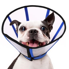 SUNFURA Dog Cone, Soft Cone for Dogs to Stop Licking, Transparent Pet Recovery Collar with Detachable Clear Shield, Neck E-Collar Alternative for Small Breeds, Blue S