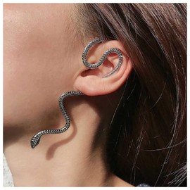 Inilbran Punk Snake Ear Cuff Earrings Black Snake Cuff Wrap Earrings Gothic Snake Crawler Climber Earring Vintage Snake No Piercing Wrap Cuff Earrings Jewellery