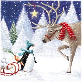 GBCC Charity Christmas Cards Pack of 6 - Charity Christmas Cards 2024 with Reindeer and Penguin Design - Eco-Friendly Xmas Cards Multipack with Envelopes