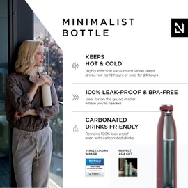 LARS NYSØM Stainless Steel Insulated Water Bottle 12oz 17oz 25oz 34oz 51oz | BPA-Free Insulated Thermo Flask for Hot and Cold Beverages | Leakproof Drinking Bottle (Berry, 25oz)