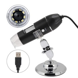 USB Microscope,1600X Digital Electron Microscope USB Video Camera 2MP 1600x1200 with 8 LED,High Speed DSP,Macro Lens,8 LED Magnification Endoscope Camera