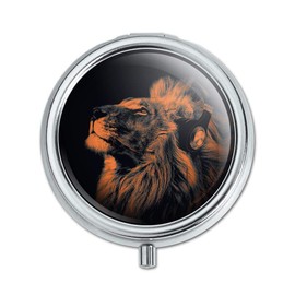 Lion Wearing Headphones Music Pill Case Trinket Gift Box