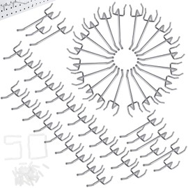 cersaty Pack of 50 Perforated Wall Hooks Tool Wall 25 mm EU Pegboard Hooks for Supermarket Shelves, DIY Stores, Tool Rooms, Length 10 cm/5 cm