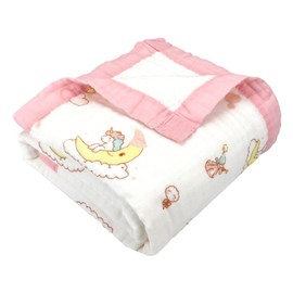 Muslin Baby Blanket, 6-Layer Cuddly Blanket, Cotton, 110 x 110 cm, Wrap Blanket, Newborn Girl, Boy Soft Blanket for Bath, Towel, Children's (Pink Unicorn)