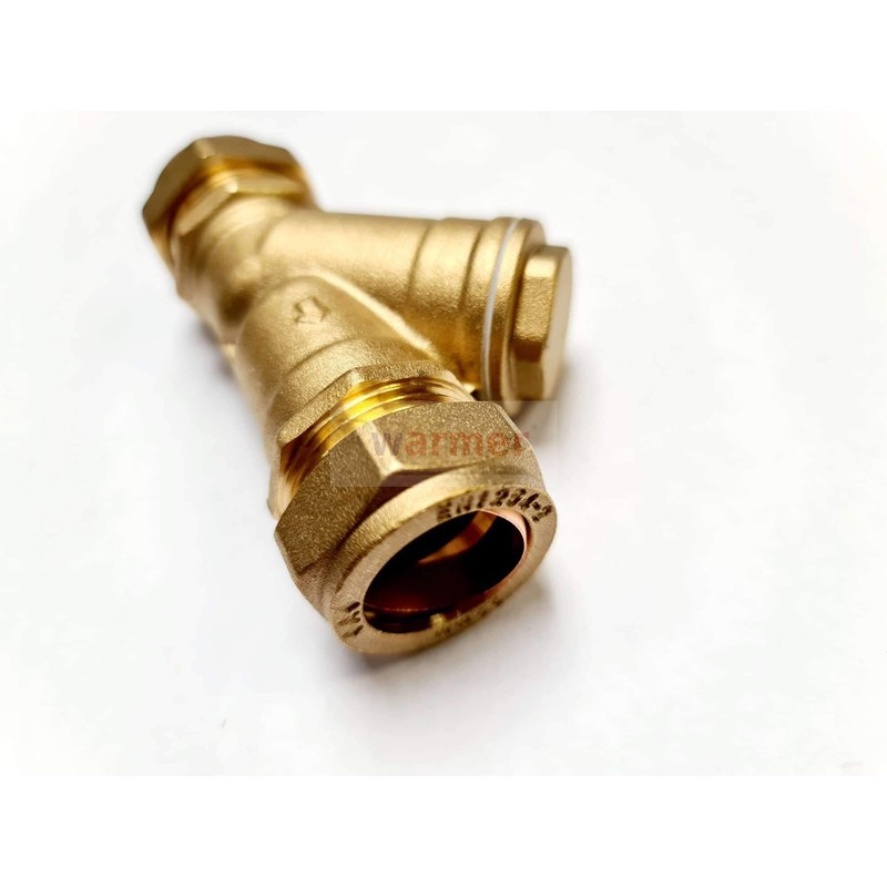 Brass Compression 15mm 22mm Inline Y Strainer with Stainless Steel