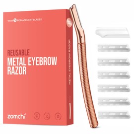 ZOMCHI Eyebrow Razor, Face Razors for Women&Men, Eyebrow Trimmer Shaper with Precision Cover,Facial Shaver with 6 Blades (Rose Gold)