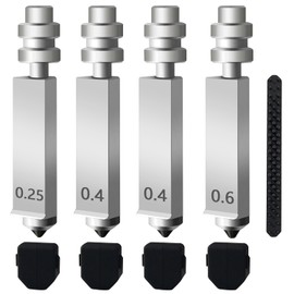 RugooSpink 4PK Nozzle for Kobra X/Kobra 4 Hotend 0.25MM 0.4MM 0.6MM High Flow Hardened Steel Nozzle Quick Swap Integrated Nozzle High Speed Print Head Kobra X Accessories for Anycubic KX Nozze