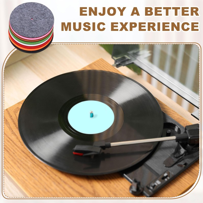 2 Pcs Record Player Mat, 7 Inch Turntable Mat 3mm