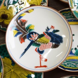 Stylish Kutani Ware Dish, Specialty, Bean Plate, Old Kutani Iroe Phoenix Pattern, Ceramic, Small Plate, Serving Plate, Japanese Tableware