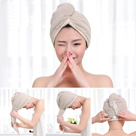 Fast Dry Hair Cap Turban Towel Soft Microfiber Head Wrap Water-Absorbent Cozy Hair Towel Shower Spa Hat for Men Women for Long Short All Hair Types