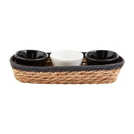 Mud Pie Black Stoneware Dips, cup 2 1/4" x 3 3/4" dia | basket 4" x 10 1/2"