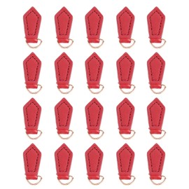 20pcs Rhombus Genuine Leather Zipper Pull Handcraft Zipper Tags Zipper Head Replacement for Handbags Suitcases Luggage Red Gold D Ring