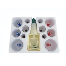 HQ Massage Schröpfen Set mit Schröpfgläsern aus Kunststoff mit Magneten + Vakuumpumpe (12-Set)