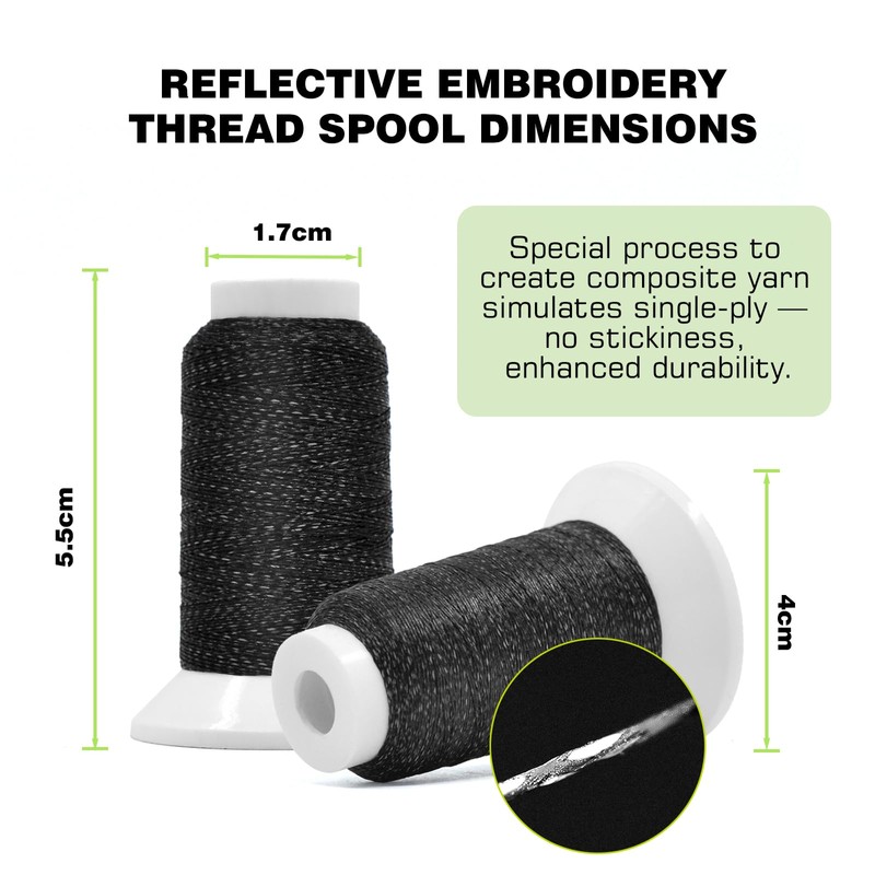 SunBling Reflective Embroidery Machine Thread for Sewing, 2 Pack Reflect