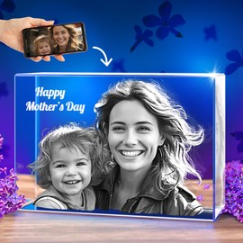 STRONGUS 3D Crystal Photo, Gifts, for Mom, Girlfriend, Her, Him, Boyfriend, Dad, Birthday, Anniversary, 3D Customized Picture, Couples Gifts