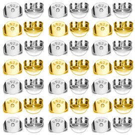 Toaob 20pcs 925 Sterling Silver Earring Stopper Butterfly Clasp Gold Tone Silver Tone Ear Stoppers Round Shape Universal Size 5 x 5.5 mm for Jewellery Making