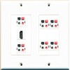 RiteAV Hdmi and 6 x Speaker Jack Dual 2 Gang Wall Plate White