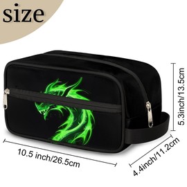 LOMBARDIDEN Green Dragon Travel Toiletry Bag for Boys Men, Hanging Dopp Kit for Kids, Waterproof Shaving Bag for Toiletries Accessories