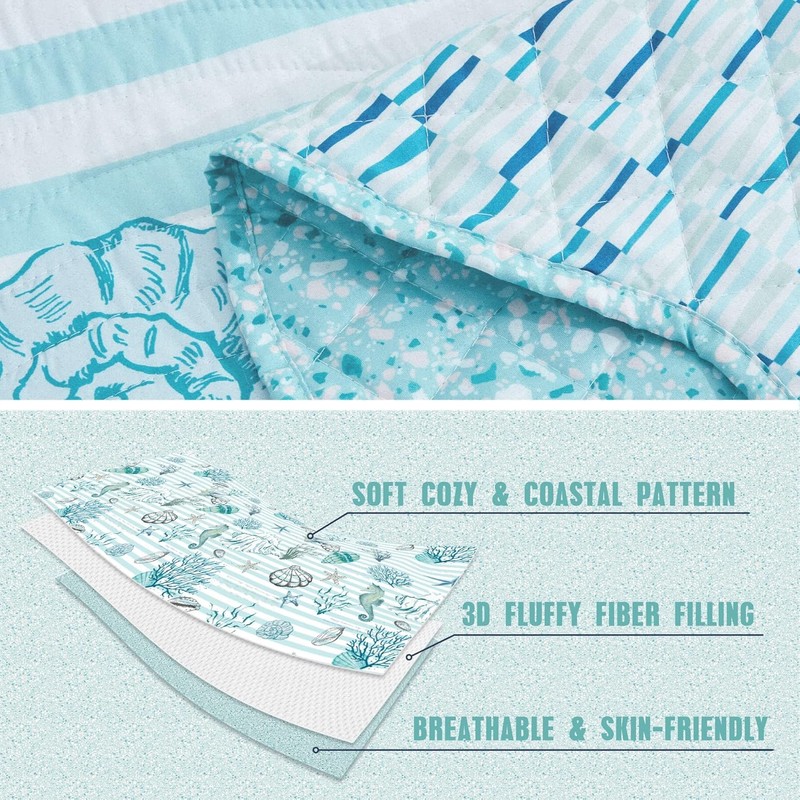 HZ & HY Coastal Oversized King Bedspread 128x120 Extra Wide,