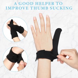 Ramede 2 Pairs Adult Thumb Guard Habit Stop Thumb Sucking Black and Grey Finger Guard Glove for Helping Stop Hair Pulling and Skin Picking