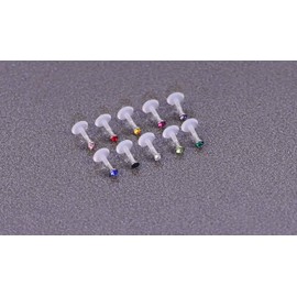 Fectas Set of 20 Lip Piercings Labret Monroe Plug Piercings Bioflex Flexible Ear Tragus Helix Ear Piercing 6 mm 8 mm 10 mm, UV