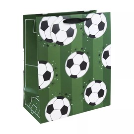 Soccer Gift Bags with Handles, 26 x 33 x 14 cm, Pack of 6, Green