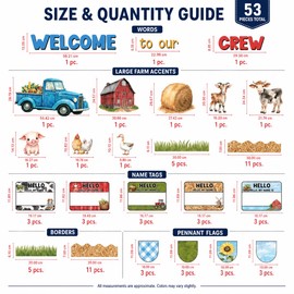 Blue Farm Truck Bulletin Board Set Welcome to Our Crew Classroom Decorations Farm Animals Name Tags Cutouts Back to School Wall Decor for Preschool Nursery Teacher Supplies Chalkboard Wall Door Decor