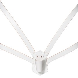 JAY-PEE Double Strap Honor Guard Parade Flag Carrier Sling Carrying Belt Color Guard Flag Holder White Leather Harness Flagpole Holder