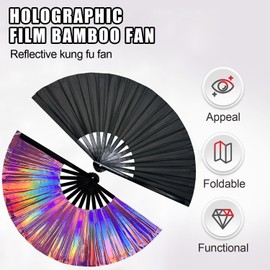 noxozoqm Boots on The Ground Fan,2025 New Large Holographic Folding Hand Fan Line Dance Popping Fan,Boots on The Ground Hand Fan,Folding Hand Classic Style Fan Bamboo Ribs Hand Held Chinese (Colorful)