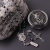 HanlinCC Saint Michael the Archangel Hematite Black Stone Beads Rosary