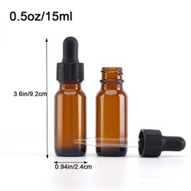 8pack 1/2oz amber Glass Dropper Bottle with Glass Pipette Eye Dropper Bottles Refillable for Essential Oil, Liquid Aromatherapy Fragrance Colognes & Perfumes[free A dropper and a funnel] (1/2oz)